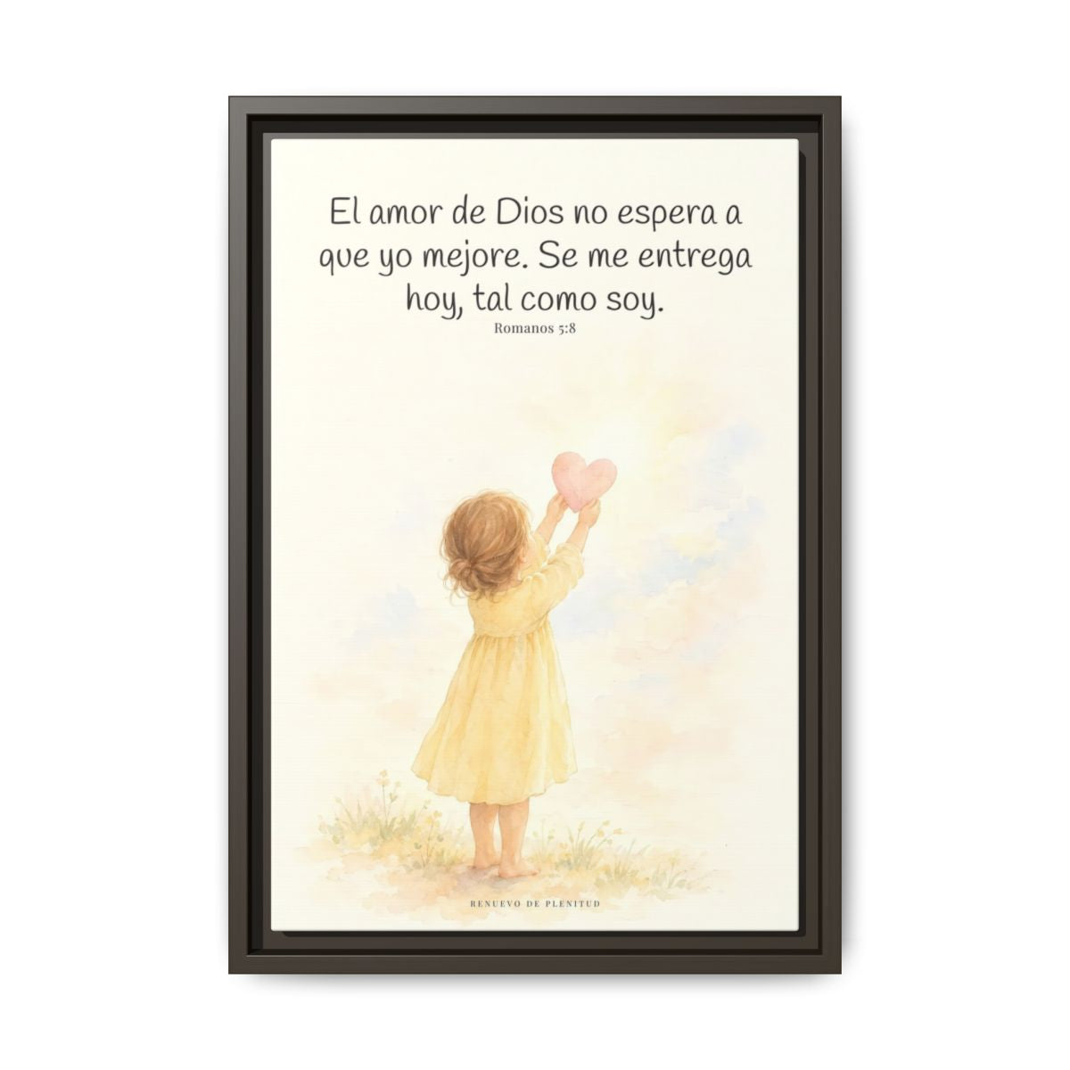 Dios demuestra su amor para conmigo — Lienzo Cristiano Enmarcado | Romanos 5:8 — 12×18 pulgadas, marco espresso, vista frontal