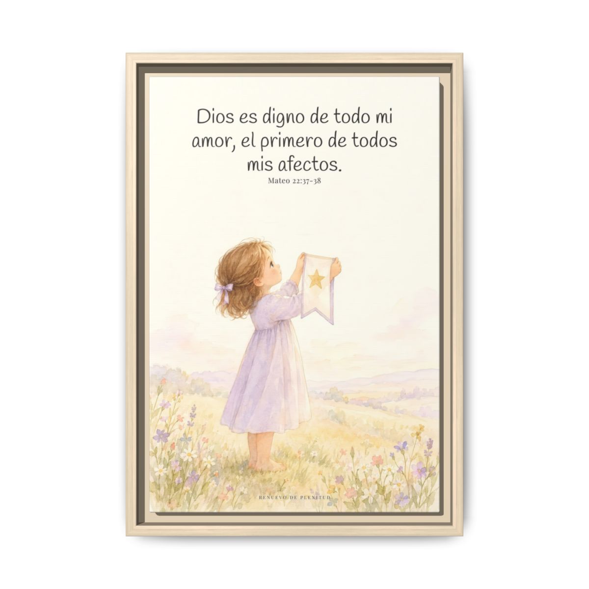 Dios es digno de todo mi amor — Lienzo Cristiano Enmarcado | Mateo 22:37-38 — 12×18 pulgadas, marco natural, vista frontal