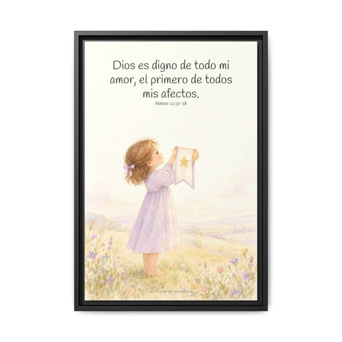 Dios es digno de todo mi amor — Lienzo Cristiano Enmarcado | Mateo 22:37-38 — 16×24 pulgadas, marco negro, vista frontal