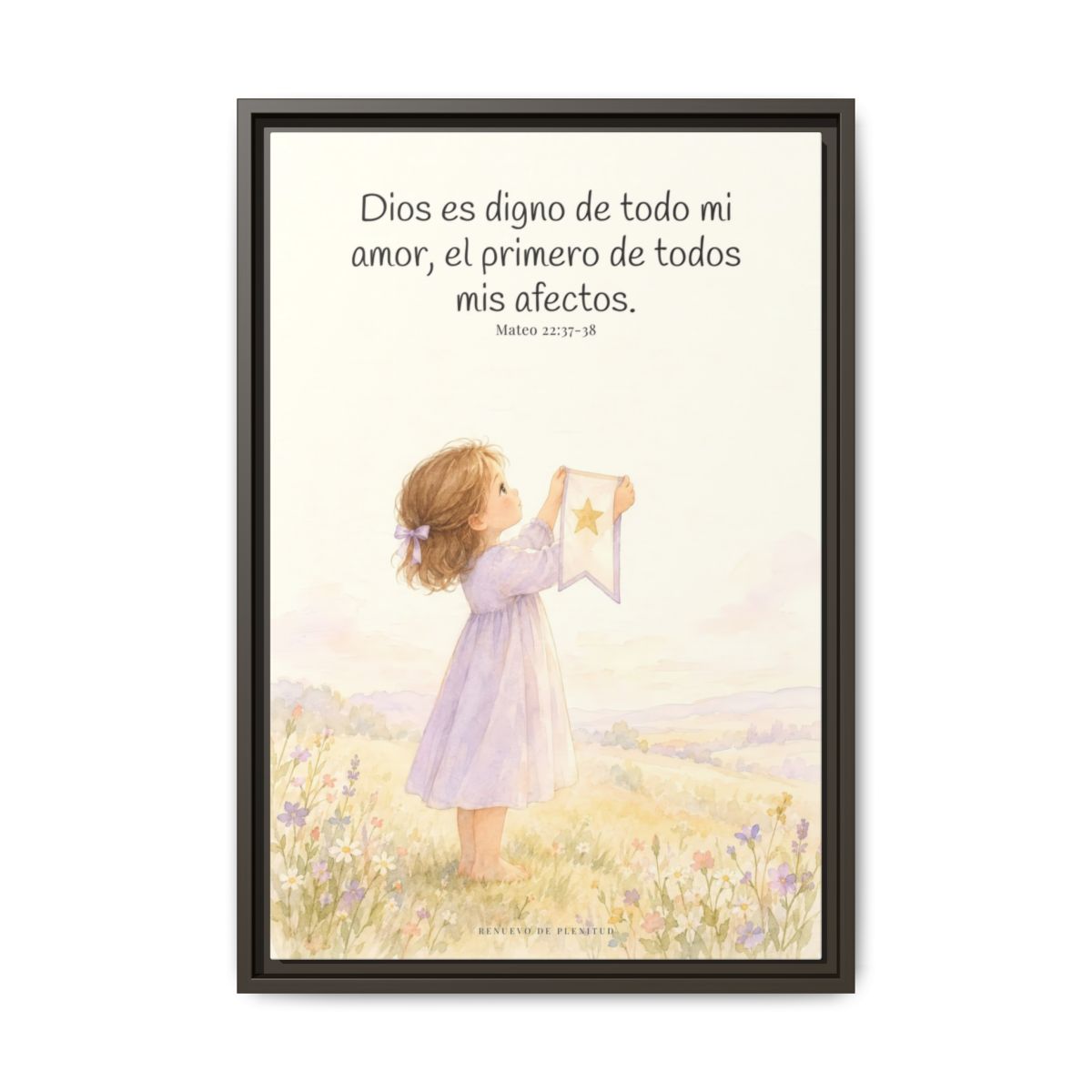 Dios es digno de todo mi amor — Lienzo Cristiano Enmarcado | Mateo 22:37-38 — 16×24 pulgadas, marco espresso, vista frontal