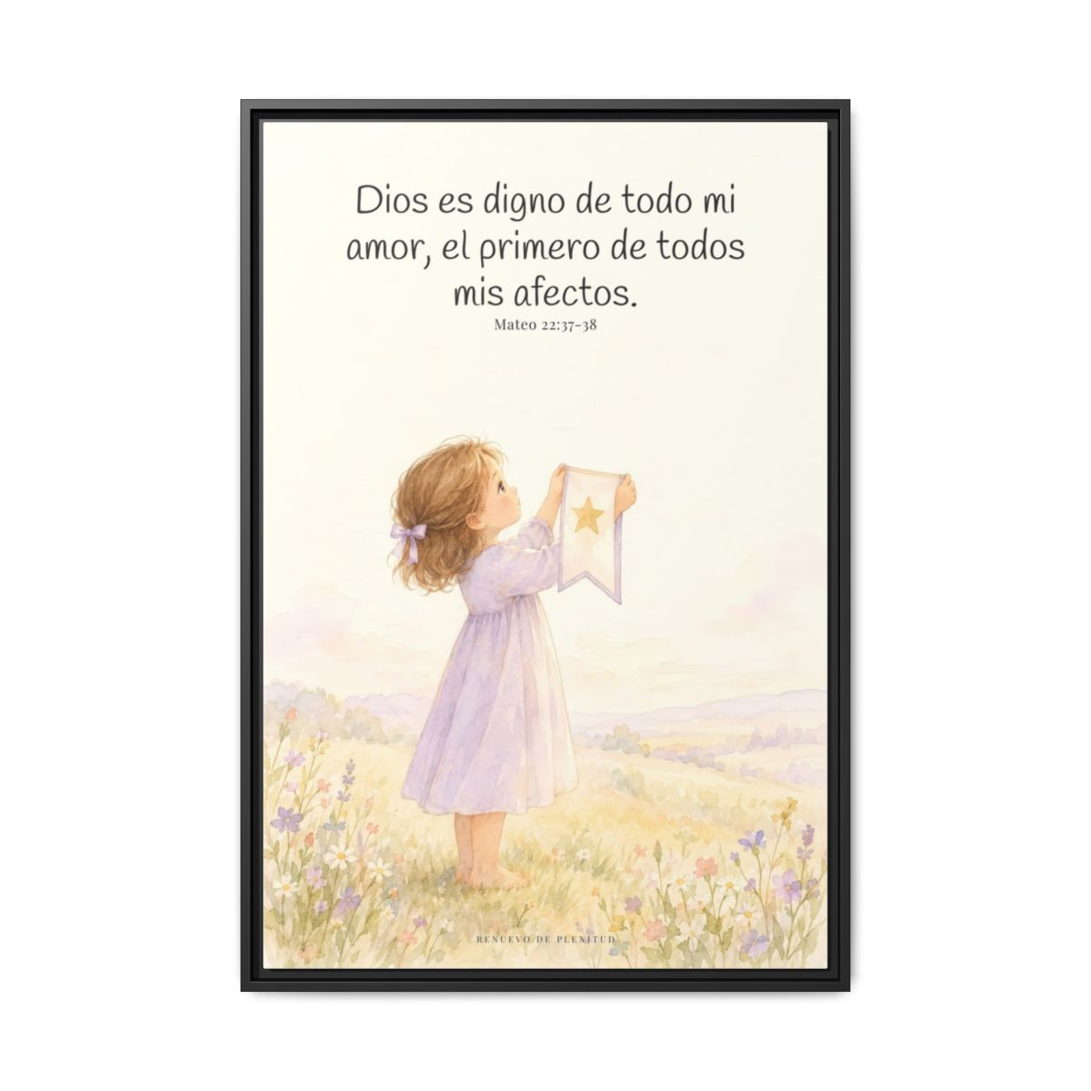 Dios es digno de todo mi amor — Lienzo Cristiano Enmarcado | Mateo 22:37-38 — 24×36 pulgadas, marco negro, vista frontal
