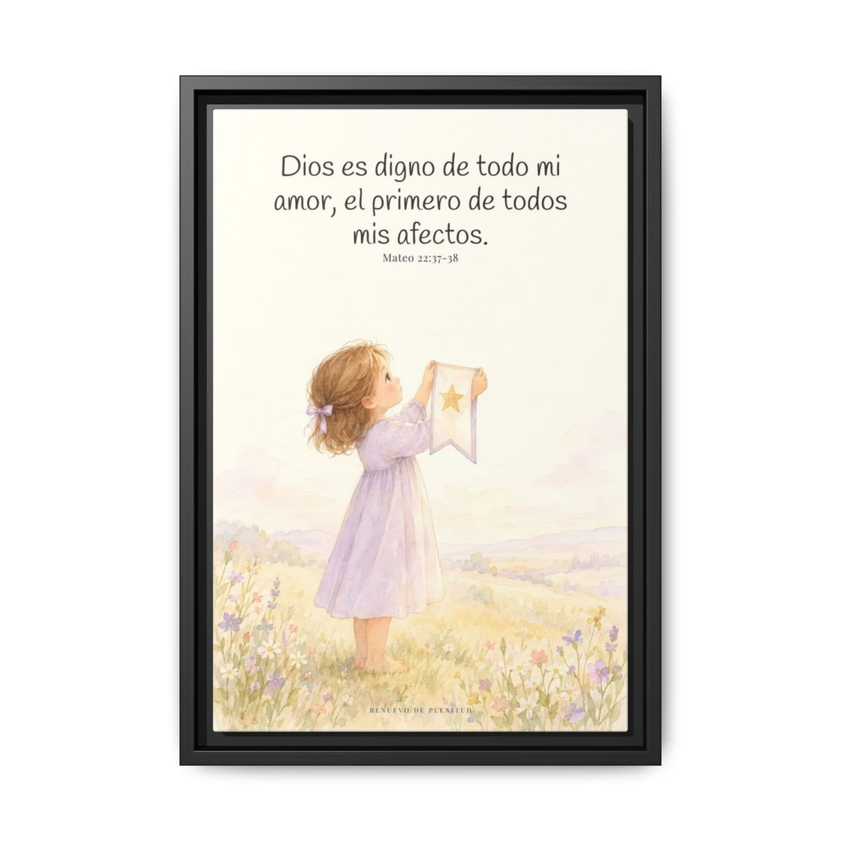 Dios es digno de todo mi amor — Lienzo Cristiano Enmarcado | Mateo 22:37-38 — 12×18 pulgadas, marco negro, vista frontal