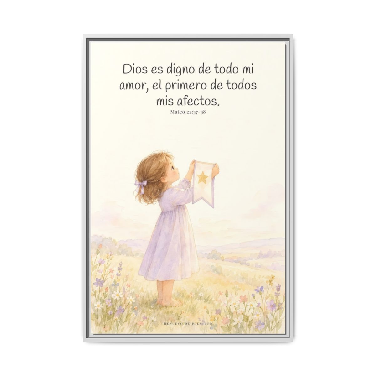 Dios es digno de todo mi amor — Lienzo Cristiano Enmarcado | Mateo 22:37-38 — 24×36 pulgadas, marco blanco, vista frontal