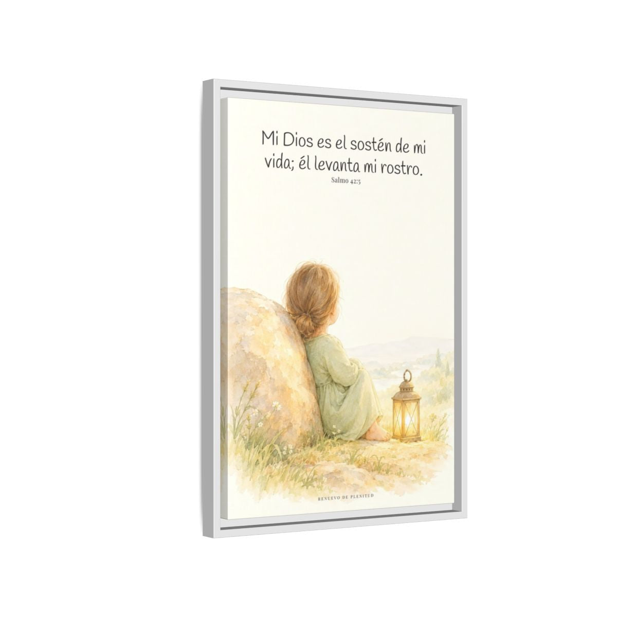 Dios es el sostén de mi vida — Lienzo Cristiano Enmarcado | Salmo 42:5 — 16×24 pulgadas, marco blanco, vista lateral del marco flotante