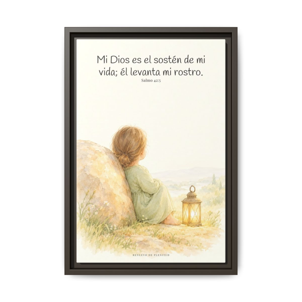 Dios es el sostén de mi vida — Lienzo Cristiano Enmarcado | Salmo 42:5 — 12×18 pulgadas, marco espresso, vista frontal