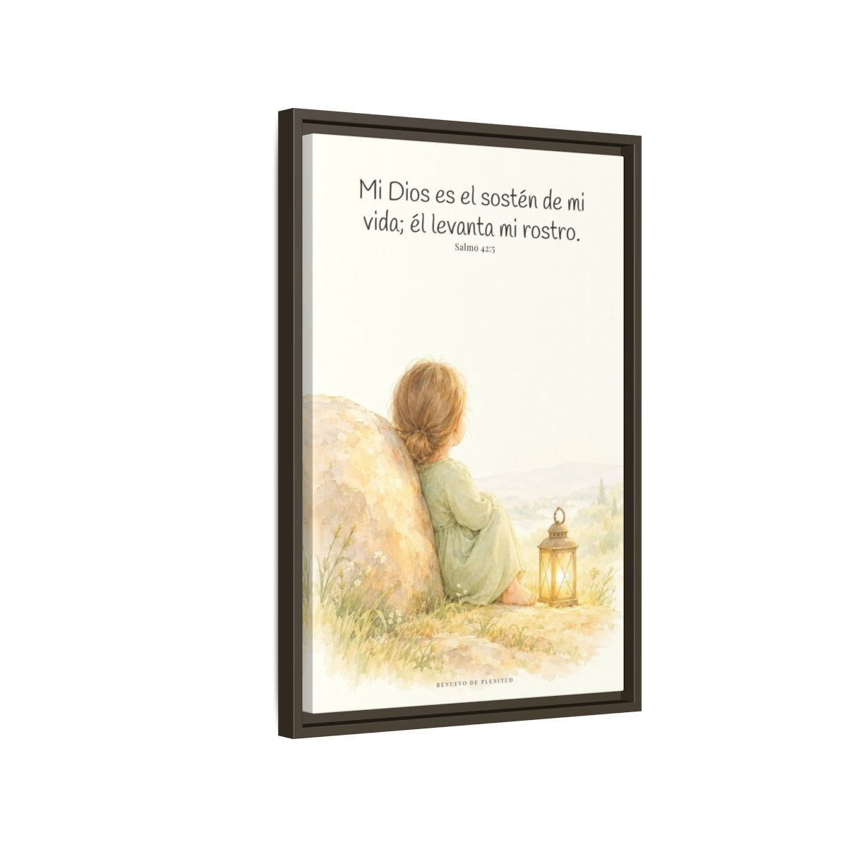Dios es el sostén de mi vida — Lienzo Cristiano Enmarcado | Salmo 42:5 — 16×24 pulgadas, marco espresso, vista lateral del marco flotante