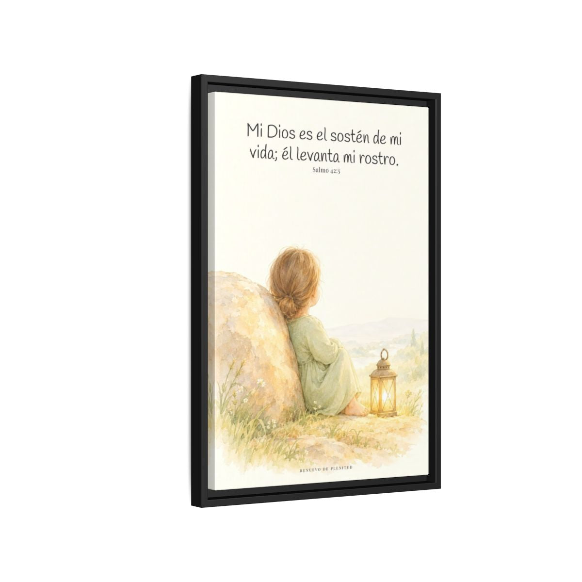 Dios es el sostén de mi vida — Lienzo Cristiano Enmarcado | Salmo 42:5 — 16×24 pulgadas, marco negro, vista lateral del marco flotante