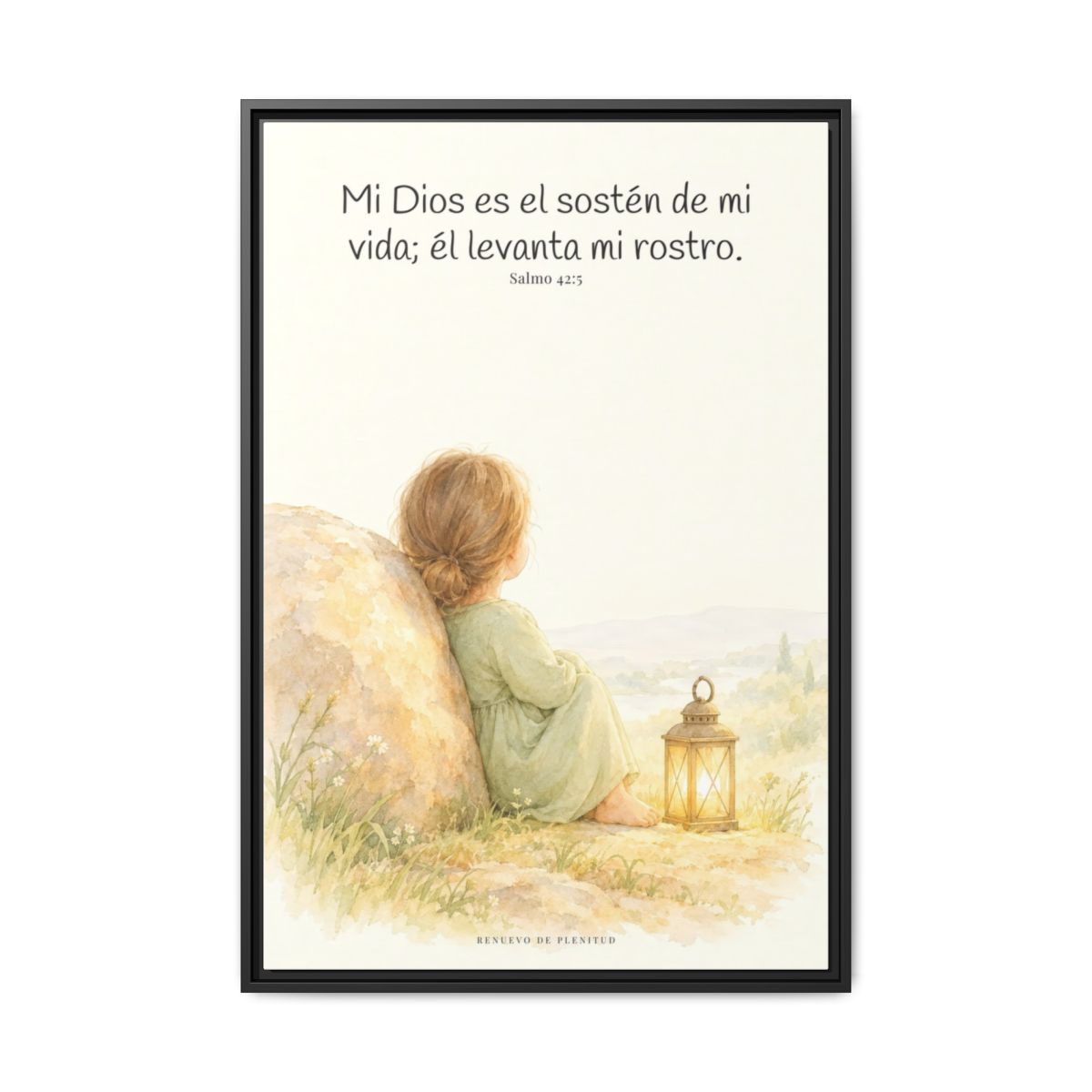 Dios es el sostén de mi vida — Lienzo Cristiano Enmarcado | Salmo 42:5 — 24×36 pulgadas, marco negro, vista frontal