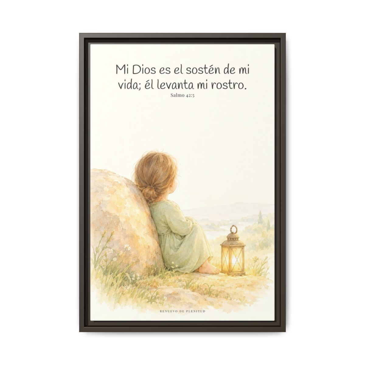 Dios es el sostén de mi vida — Lienzo Cristiano Enmarcado | Salmo 42:5 — 16×24 pulgadas, marco espresso, vista frontal