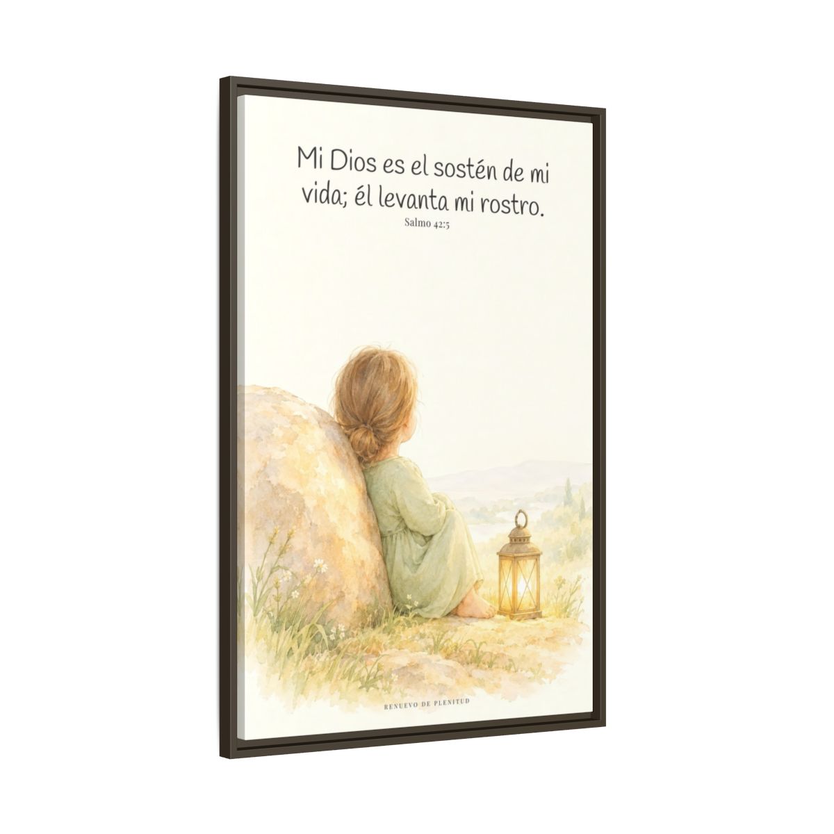 Dios es el sostén de mi vida — Lienzo Cristiano Enmarcado | Salmo 42:5 — 24×36 pulgadas, marco espresso, vista lateral del marco flotante