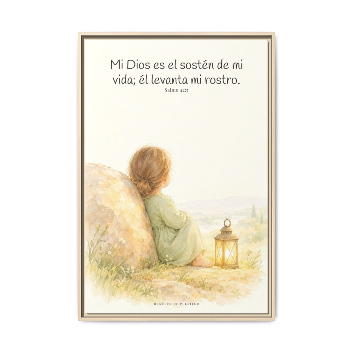 Dios es el sostén de mi vida — Lienzo Cristiano Enmarcado | Salmo 42:5 — 24×36 pulgadas, marco natural, vista frontal