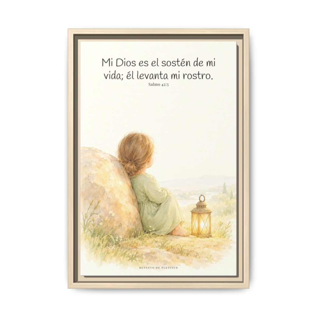 Dios es el sostén de mi vida — Lienzo Cristiano Enmarcado | Salmo 42:5 — 12×18 pulgadas, marco natural, vista frontal