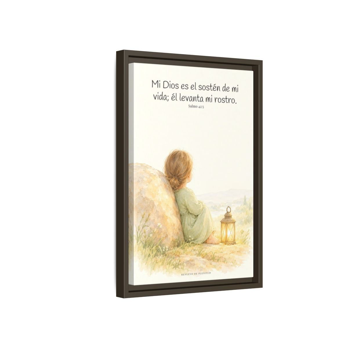 Dios es el sostén de mi vida — Lienzo Cristiano Enmarcado | Salmo 42:5 — 12×18 pulgadas, marco espresso, vista lateral del marco flotante