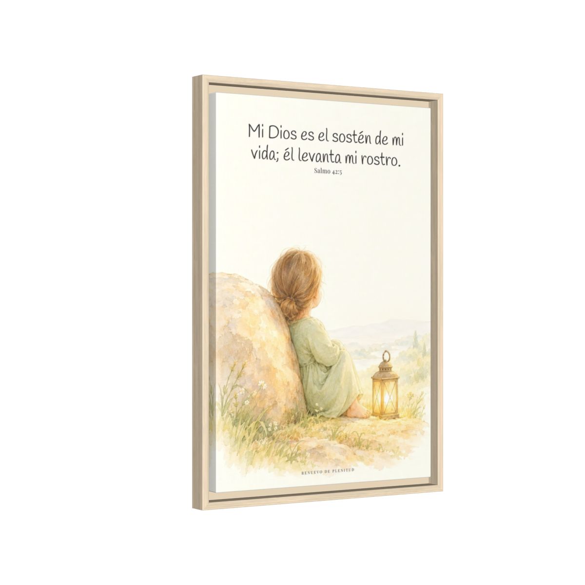 Dios es el sostén de mi vida — Lienzo Cristiano Enmarcado | Salmo 42:5 — 16×24 pulgadas, marco natural, vista lateral del marco flotante