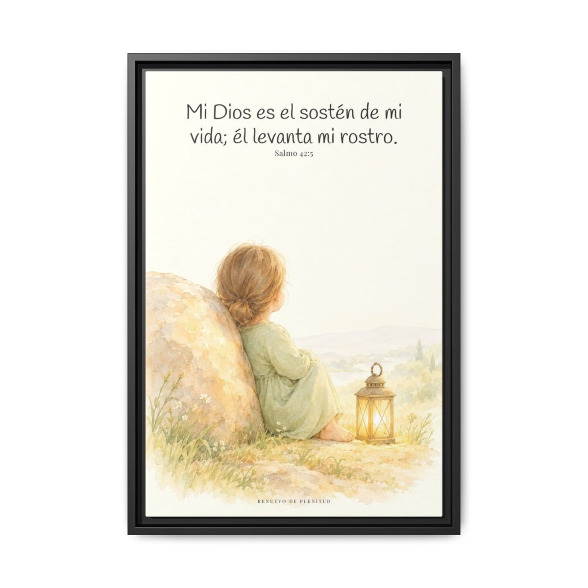 Dios es el sostén de mi vida — Lienzo Cristiano Enmarcado | Salmo 42:5 — 16×24 pulgadas, marco negro, vista frontal