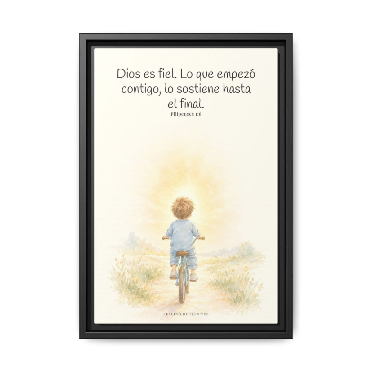Dios es fiel y no deja a medias lo que promete | Cuadro bíblico para el hogar | Filipenses 1:6 — 12×18 pulgadas, marco negro, vista frontal
