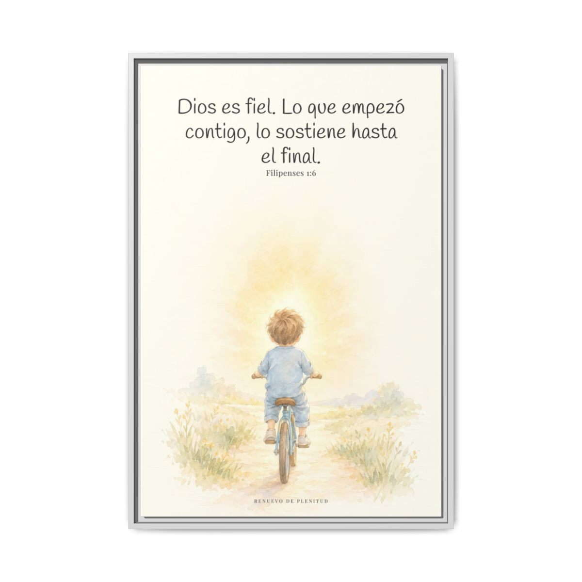 Dios es fiel y no deja a medias lo que promete | Cuadro bíblico para el hogar | Filipenses 1:6 — 24×36 pulgadas, marco blanco, vista frontal