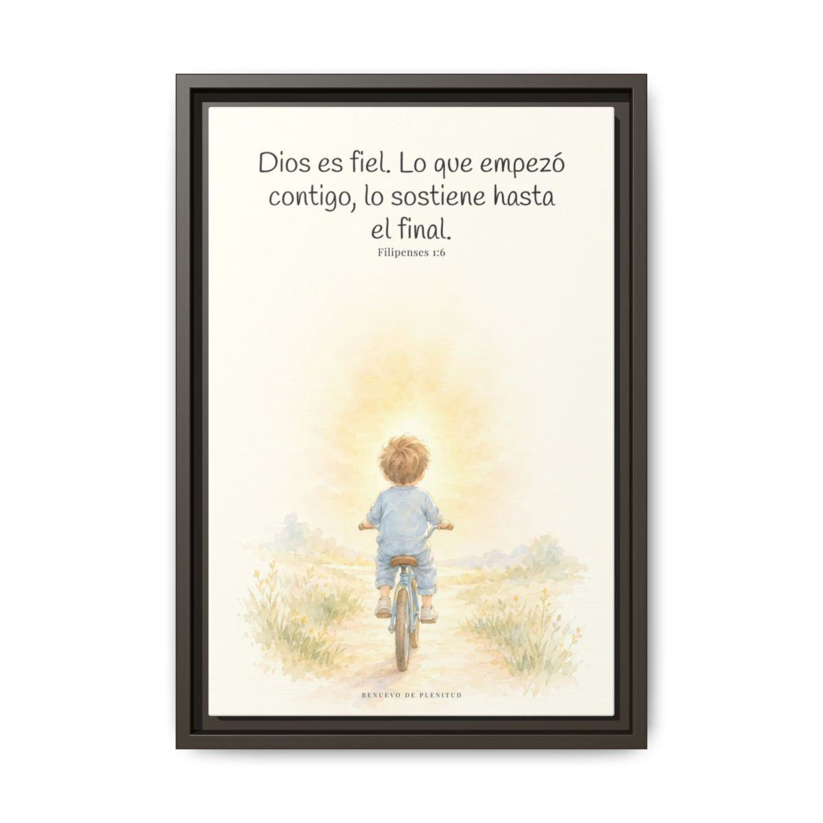 Dios es fiel y no deja a medias lo que promete | Cuadro bíblico para el hogar | Filipenses 1:6 — 12×18 pulgadas, marco espresso, vista frontal