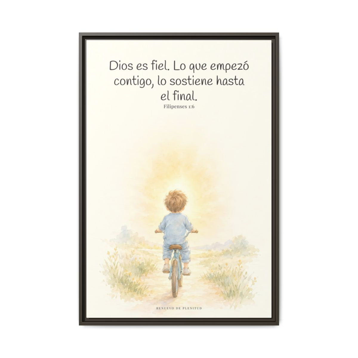 Dios es fiel y no deja a medias lo que promete | Cuadro bíblico para el hogar | Filipenses 1:6 — 24×36 pulgadas, marco espresso, vista frontal