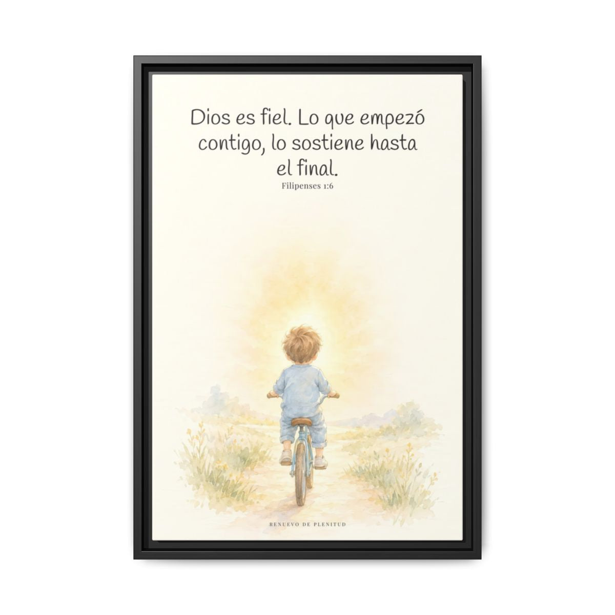 Dios es fiel y no deja a medias lo que promete | Cuadro bíblico para el hogar | Filipenses 1:6 — 16×24 pulgadas, marco negro, vista frontal