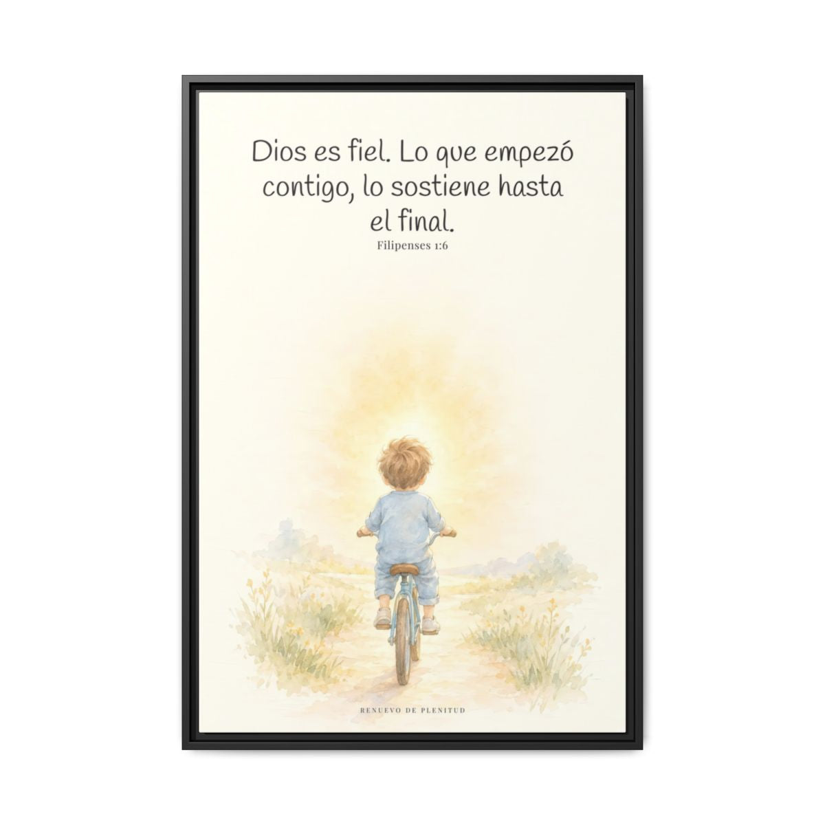 Dios es fiel y no deja a medias lo que promete | Cuadro bíblico para el hogar | Filipenses 1:6 — 24×36 pulgadas, marco negro, vista frontal