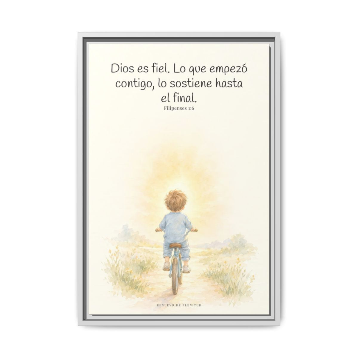 Dios es fiel y no deja a medias lo que promete | Cuadro bíblico para el hogar | Filipenses 1:6 — 16×24 pulgadas, marco blanco, vista frontal
