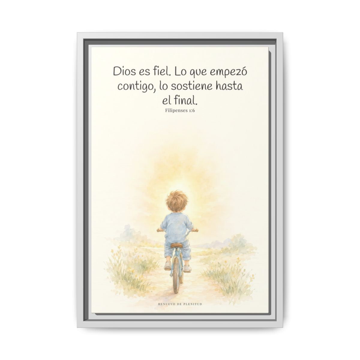 Dios es fiel y no deja a medias lo que promete | Cuadro bíblico para el hogar | Filipenses 1:6 — 12×18 pulgadas, marco blanco, vista frontal