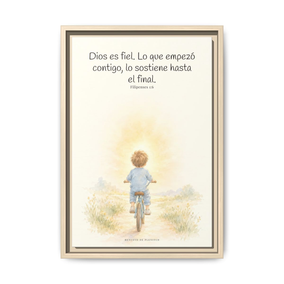 Dios es fiel y no deja a medias lo que promete | Cuadro bíblico para el hogar | Filipenses 1:6 — 12×18 pulgadas, marco natural, vista frontal
