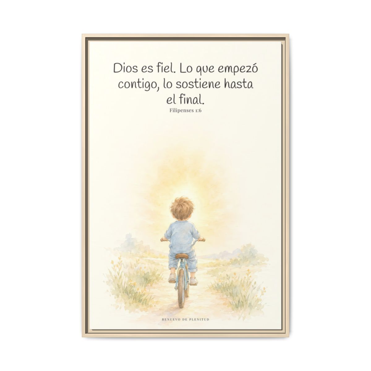 Dios es fiel y no deja a medias lo que promete | Cuadro bíblico para el hogar | Filipenses 1:6 — 24×36 pulgadas, marco natural, vista frontal