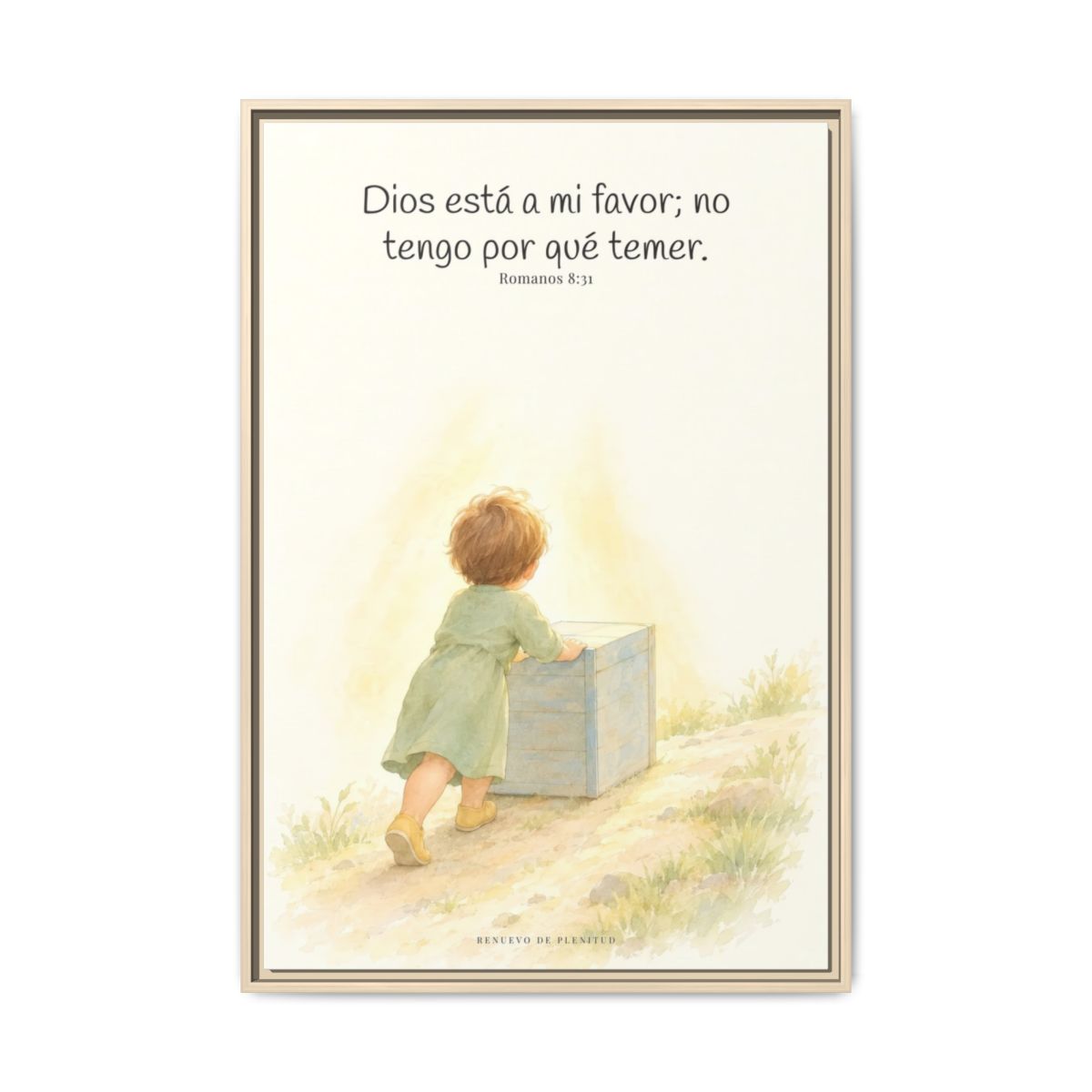 Dios está a mi favor — Lienzo Cristiano Enmarcado | Romanos 8:31 — 24×36 pulgadas, marco natural, vista frontal