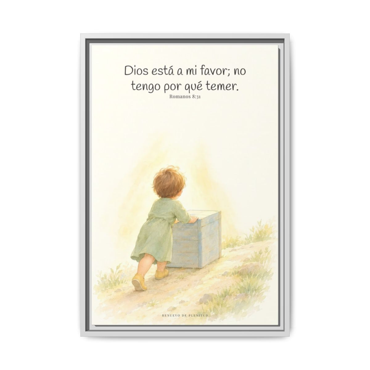 Dios está a mi favor — Lienzo Cristiano Enmarcado | Romanos 8:31 — 16×24 pulgadas, marco blanco, vista frontal