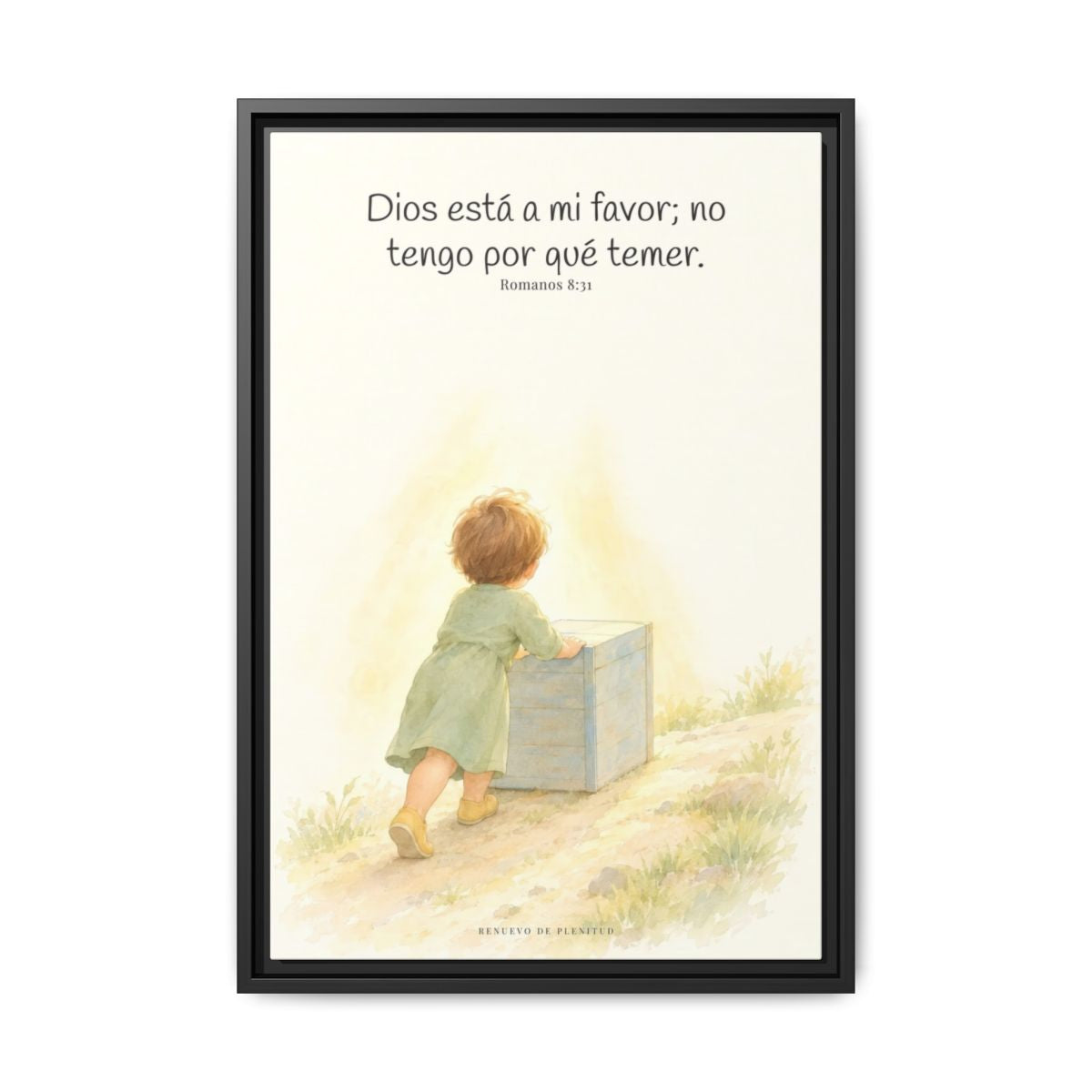 Dios está a mi favor — Lienzo Cristiano Enmarcado | Romanos 8:31 — 16×24 pulgadas, marco negro, vista frontal