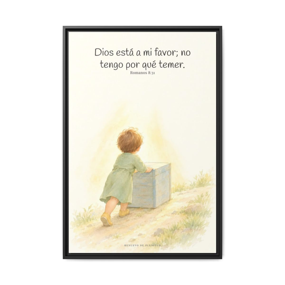 Dios está a mi favor — Lienzo Cristiano Enmarcado | Romanos 8:31 — 24×36 pulgadas, marco negro, vista frontal