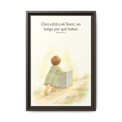 Dios está a mi favor — Lienzo Cristiano Enmarcado | Romanos 8:31 — 12×18 pulgadas, marco espresso, vista frontal