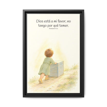 Dios está a mi favor — Lienzo Cristiano Enmarcado | Romanos 8:31 — 12×18 pulgadas, marco negro, vista frontal