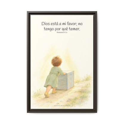 Dios está a mi favor — Lienzo Cristiano Enmarcado | Romanos 8:31 — 16×24 pulgadas, marco espresso, vista frontal