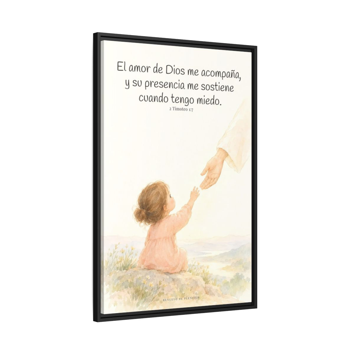 Dios está conmigo y no me suelta — Lienzo Cristiano Enmarcado | 2 Timoteo 1:7 — 24×36 pulgadas, marco negro, vista lateral del marco flotante