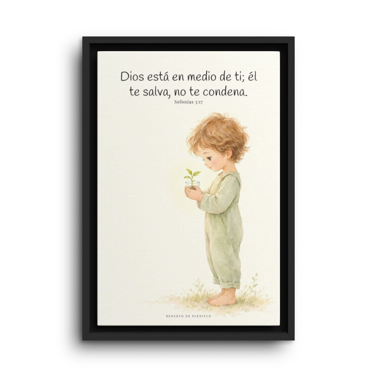 Dios está en medio de ti para salvarte | Cuadro de inspiración bíblica | Sofonías 3:17 — 12×18 pulgadas, marco negro, vista frontal