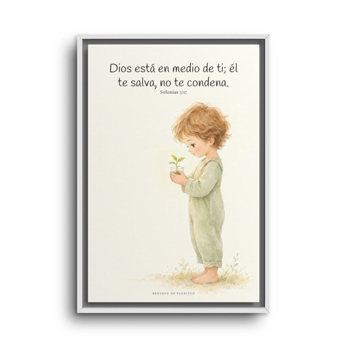 Dios está en medio de ti para salvarte | Cuadro de inspiración bíblica | Sofonías 3:17 — 16×24 pulgadas, marco blanco, vista frontal