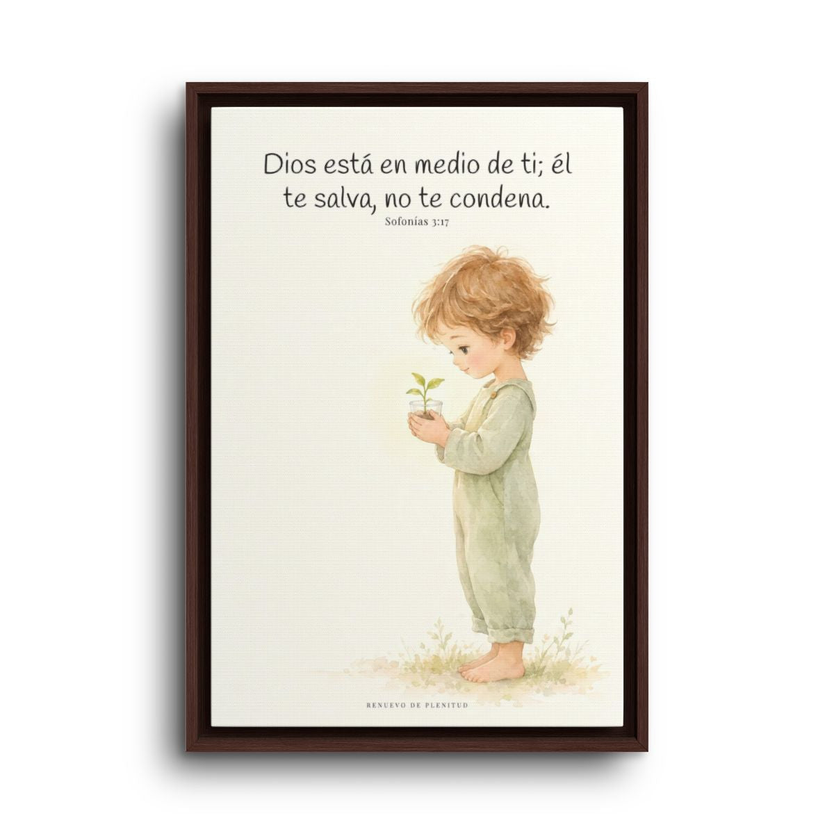Dios está en medio de ti para salvarte | Cuadro de inspiración bíblica | Sofonías 3:17 — 16×24 pulgadas, marco espresso, vista frontal