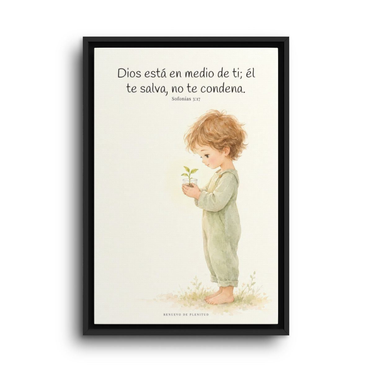 Dios está en medio de ti para salvarte | Cuadro de inspiración bíblica | Sofonías 3:17 — 16×24 pulgadas, marco negro, vista frontal