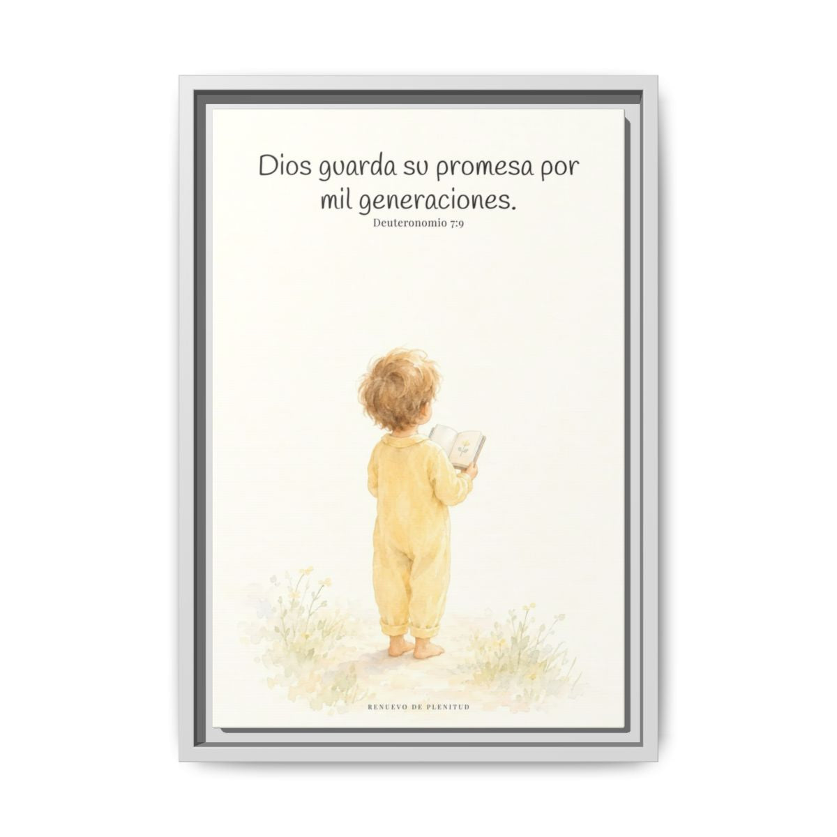 Dios guarda su pacto por mil generaciones — Lienzo Cristiano Enmarcado | Deuteronomio 7:9 — 12×18 pulgadas, marco blanco, vista frontal