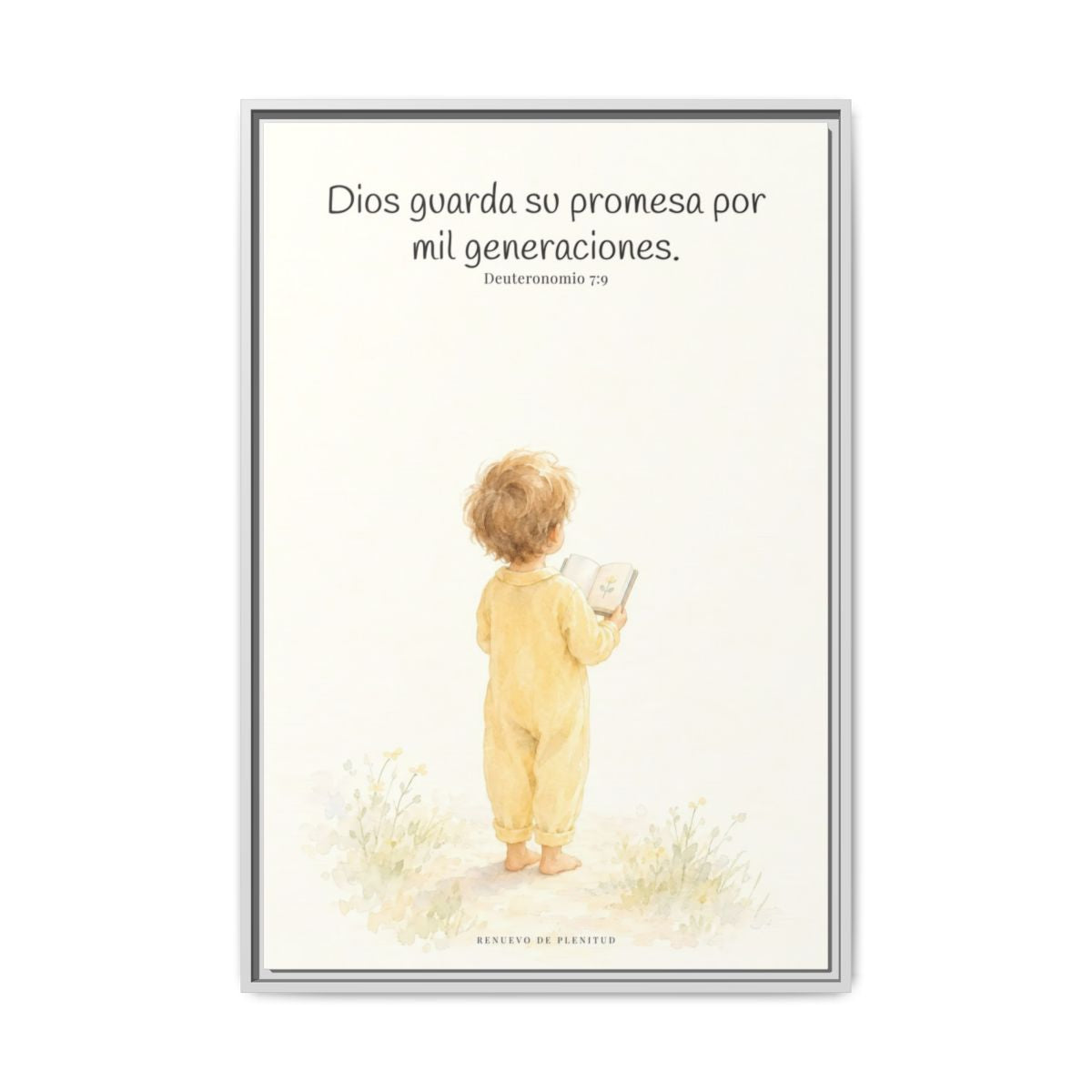Dios guarda su pacto por mil generaciones — Lienzo Cristiano Enmarcado | Deuteronomio 7:9 — 24×36 pulgadas, marco blanco, vista frontal