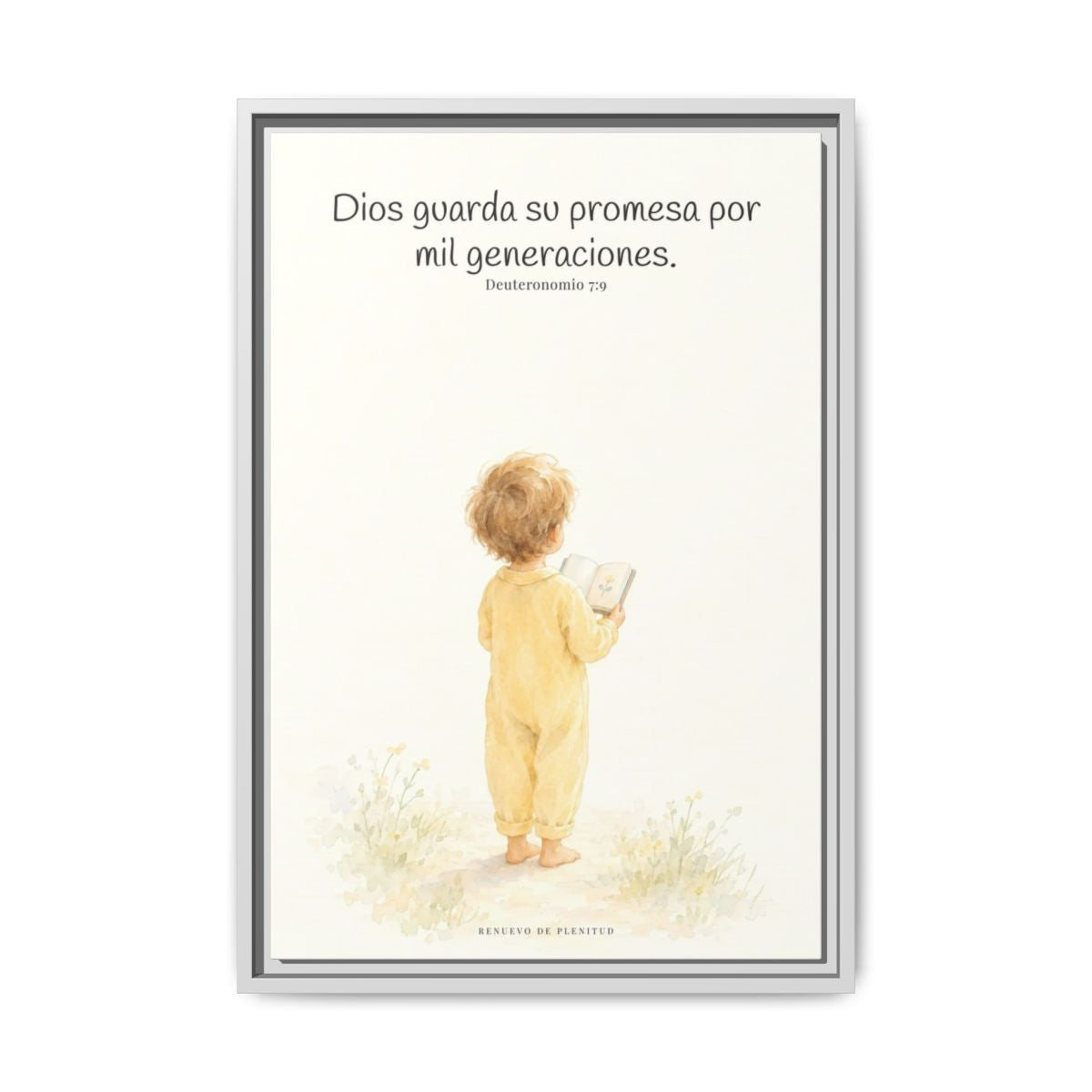 Dios guarda su pacto por mil generaciones — Lienzo Cristiano Enmarcado | Deuteronomio 7:9 — 16×24 pulgadas, marco blanco, vista frontal