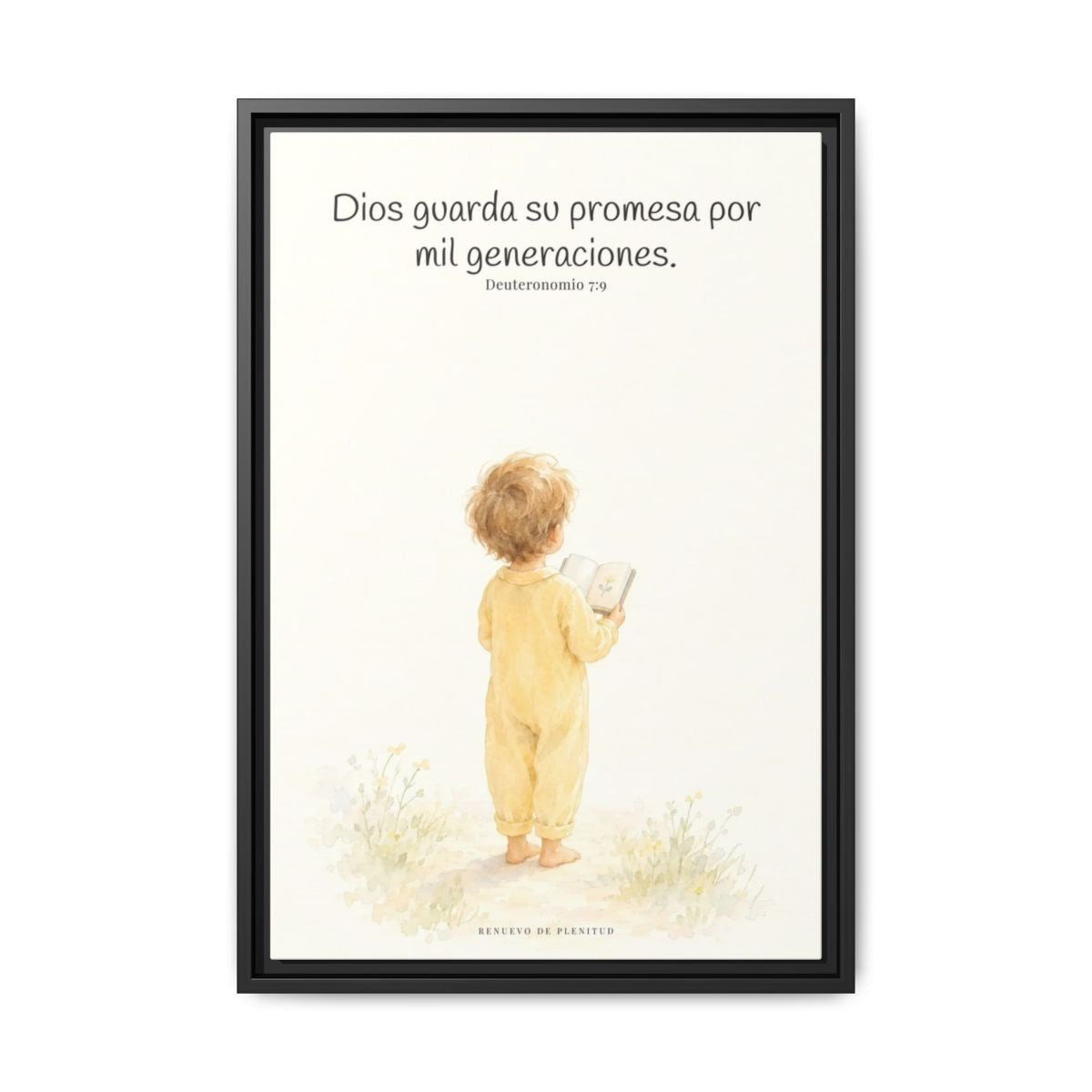 Dios guarda su pacto por mil generaciones — Lienzo Cristiano Enmarcado | Deuteronomio 7:9 — 16×24 pulgadas, marco negro, vista frontal