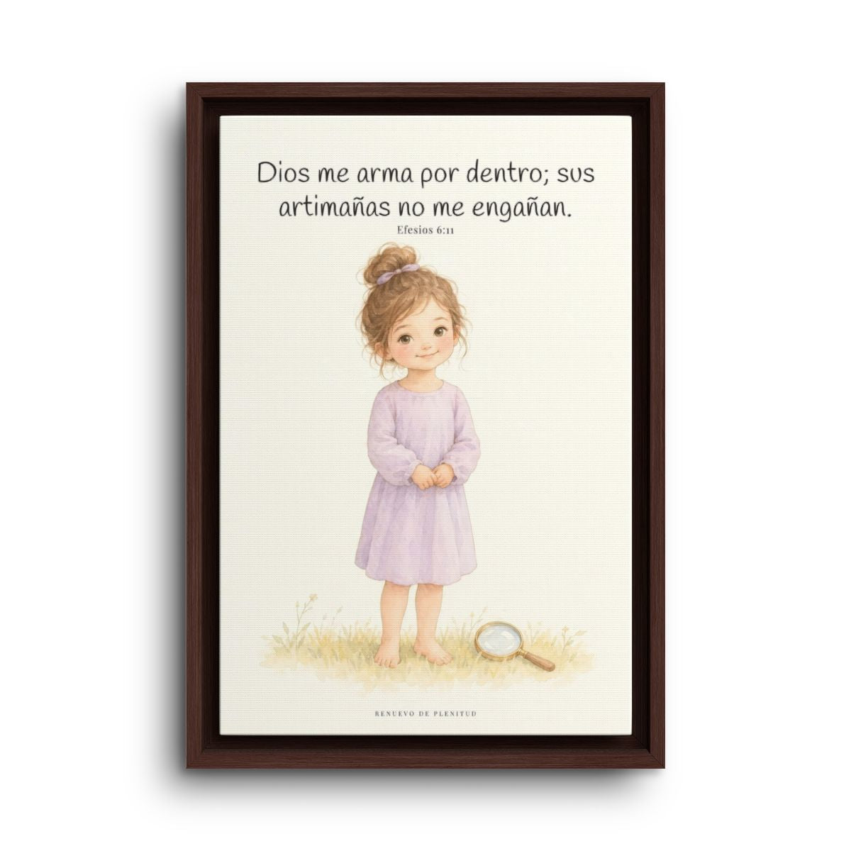Dios me arma contra las astucias del enemigo | Cuadro cristiano enmarcado | Efesios 6:11 — 12×18 pulgadas, marco espresso, vista frontal