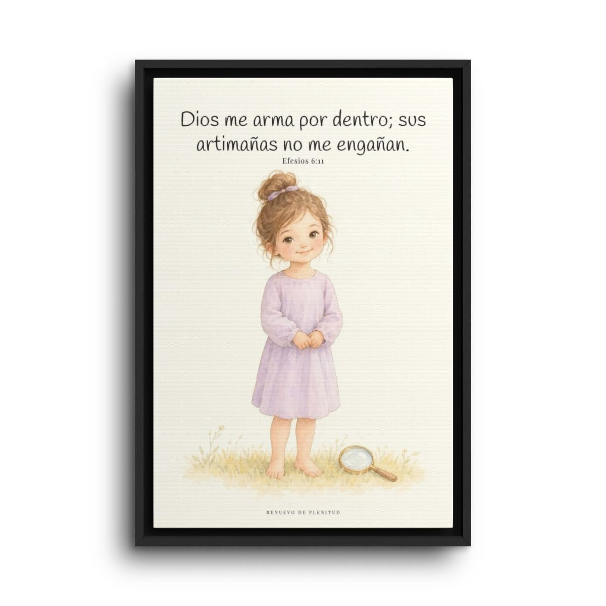 Dios me arma contra las astucias del enemigo | Cuadro cristiano enmarcado | Efesios 6:11 — 16×24 pulgadas, marco negro, vista frontal