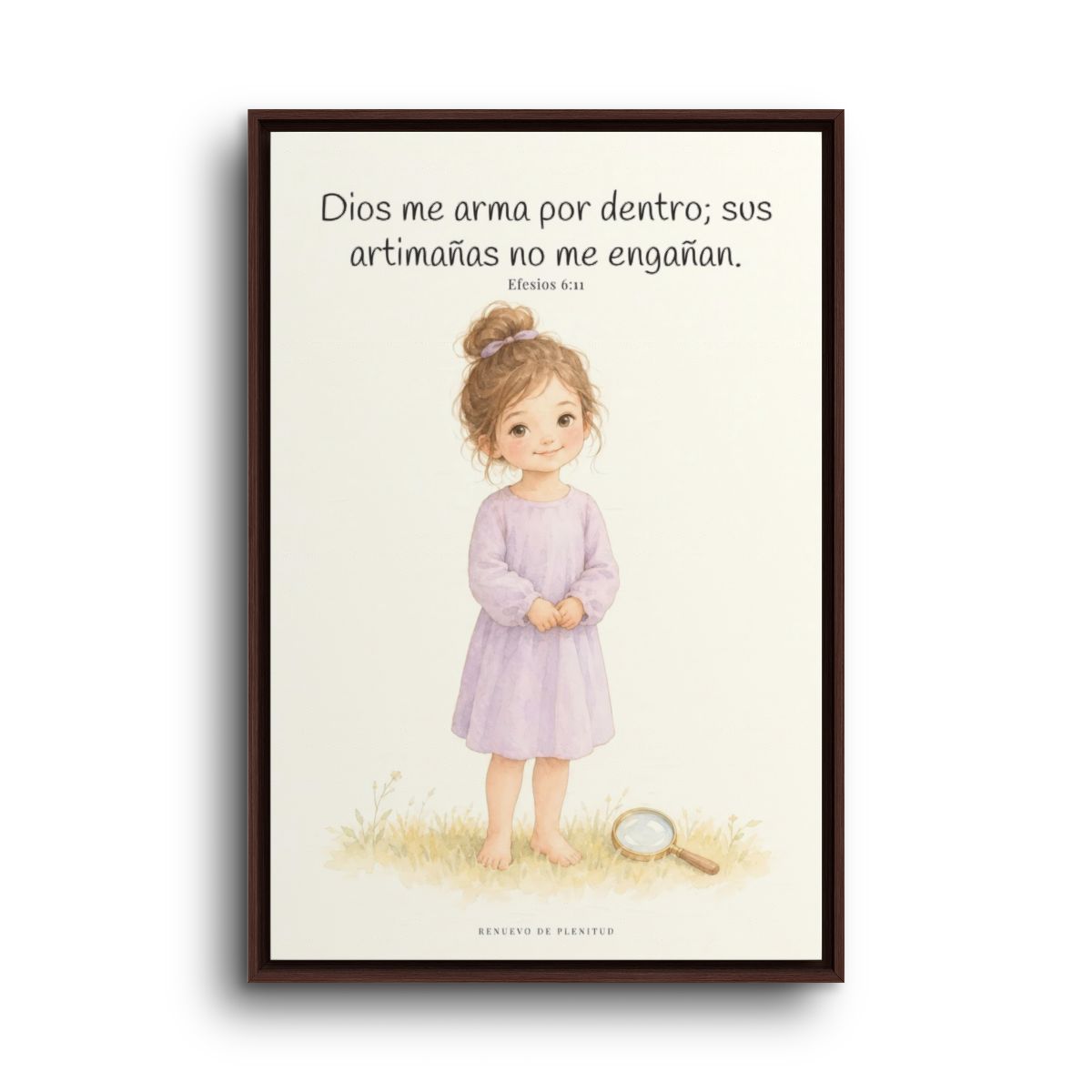 Dios me arma contra las astucias del enemigo | Cuadro cristiano enmarcado | Efesios 6:11 — 24×36 pulgadas, marco espresso, vista frontal