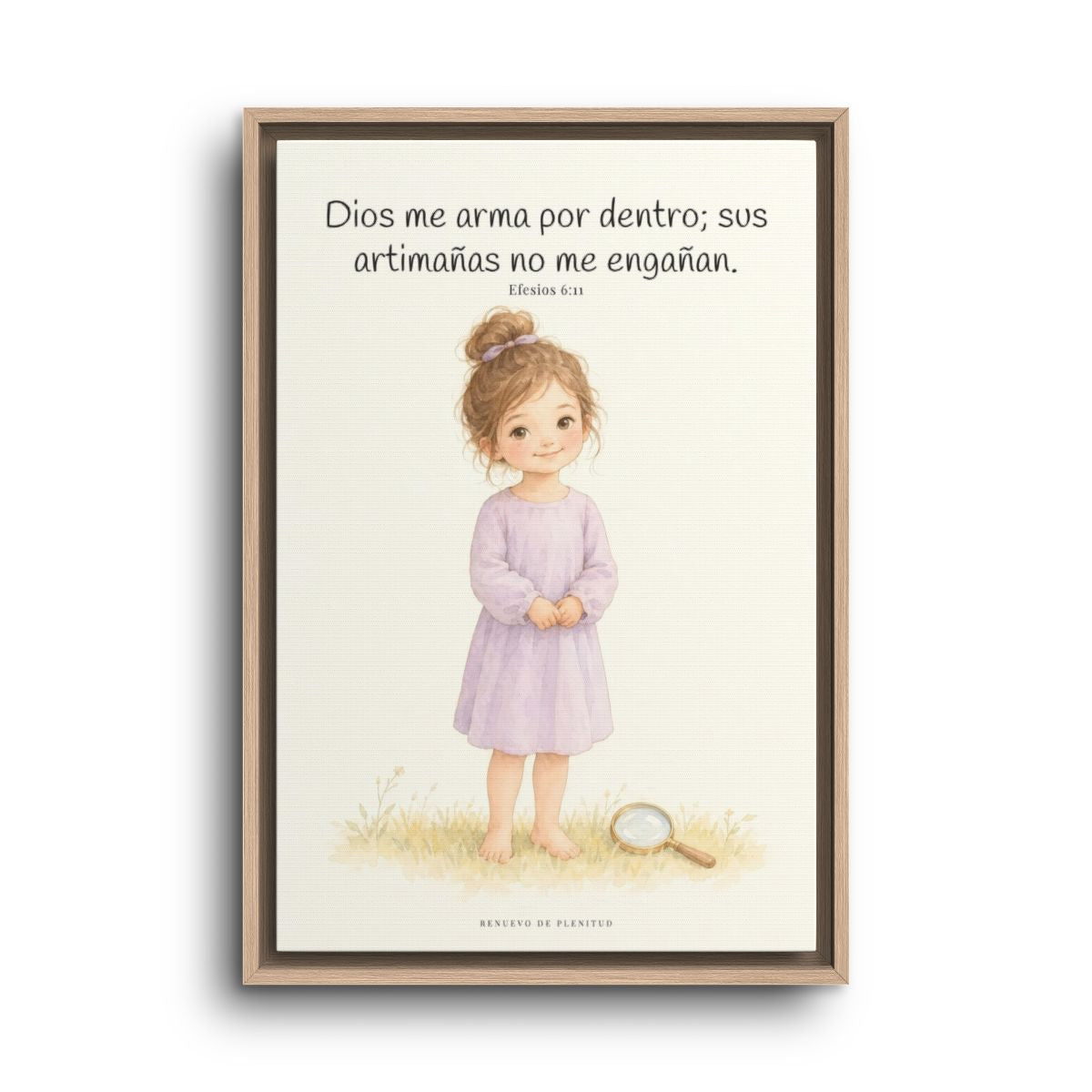 Dios me arma contra las astucias del enemigo | Cuadro cristiano enmarcado | Efesios 6:11 — 16×24 pulgadas, marco natural, vista frontal
