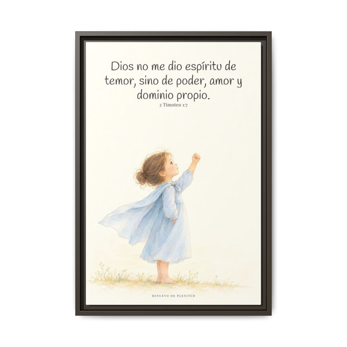 Dios me da un espíritu de poder y de amor — Lienzo Cristiano Enmarcado | 2 Timoteo 1:7 — 16×24 pulgadas, marco espresso, vista frontal